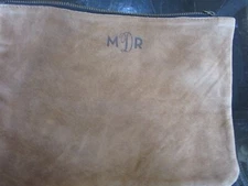 Mark & Graham Suede  SOHO ZIPPER POUCH brown mono MJR photo shoot sample