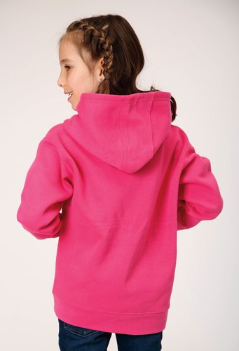 Roper Kids Girls Basic Pink 100% Cotton Hoodie - Picture 3 of 4