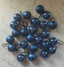 24 Navy Blue 1.5 Inch Christmas Ball Ornaments Matte Glitter Polkadot B4