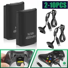 2-10PCS 4800mAh Rechargeable Battery USB Charger Cable For Xbox 360 Controller