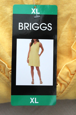 Briggs Ladies' Ruffle V-Neck Linen Blend Dress Size: XL, Color: Black/White Briggs Ladies' Ruffle V-Neck Linen Blend Dress Size: XL, Color: Black/White