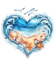 Summer Beach Heart Stickers - Romantic Car & Wall Decor 18X18
