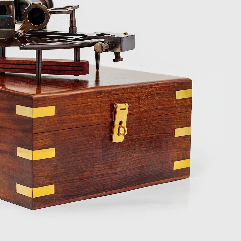 9" Vintage Solid Antique Brass Nautical Functional Maritime Sextant - Image 4 of 4