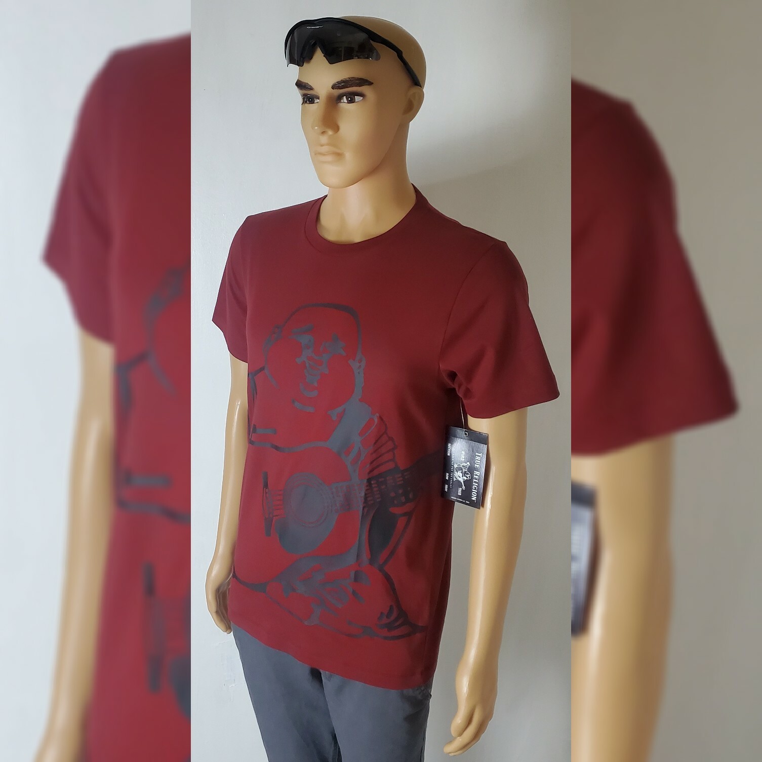 TRUE RELIGION OVERSIZE BHUDA TSHIRT MEN'S CREW NECK SHORT SLEEVE SIZE S SYRAH thumbnail 4