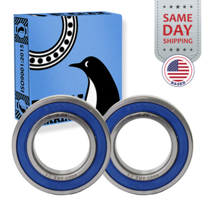 (2) 6007-2RS Premium Rubber Seal Ball Bearing C3 EMQ, 35x62x14, 6007 2RS 6007rs