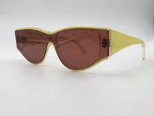 Woman Sunglasses Yellow Flat Extravagant Panorama Glass Small Vintage 80s