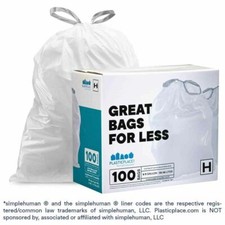 Plasticplace Custom Fit Trash Bags Compatible with simplehuman Code H, 100 Count