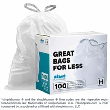 Plasticplace Custom Fit Trash Bags Compatible with simplehuman Code H, 100 Count