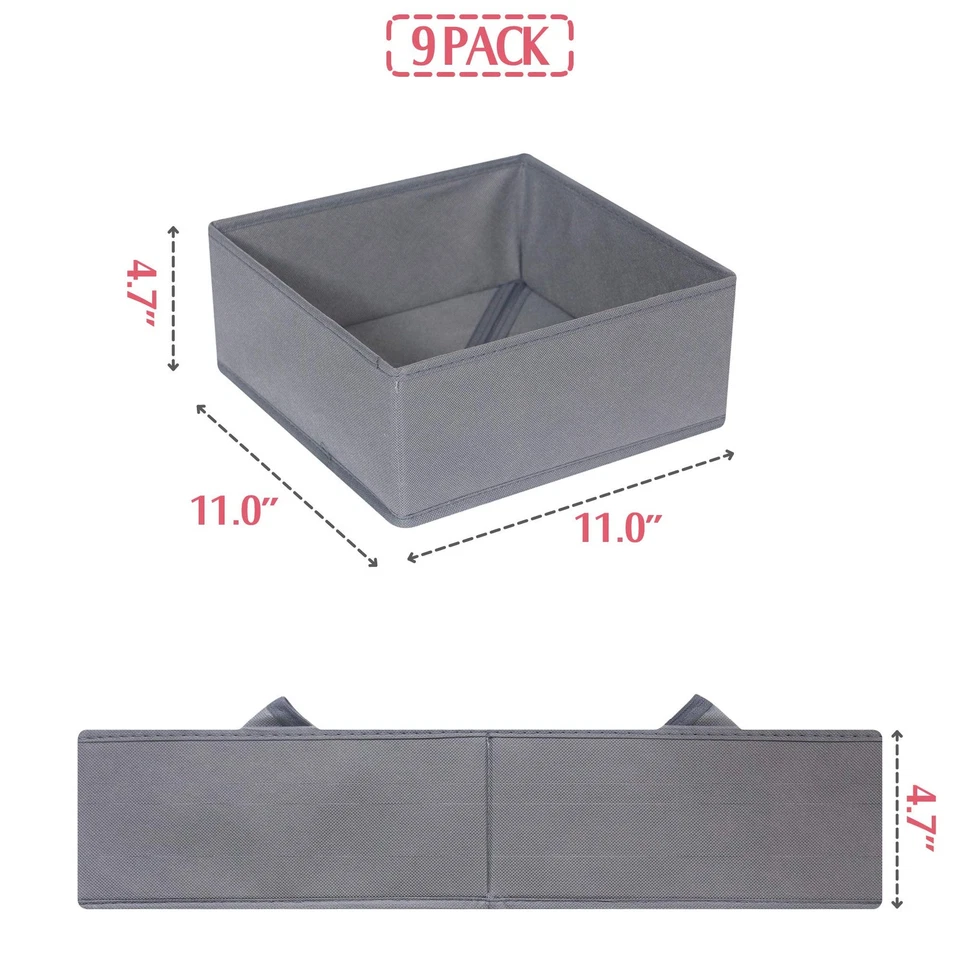 9 Pack Foldable Cloth Storage Box Closet Dresser Drawer Organizer Fabric Bask... - Image 2 of 4