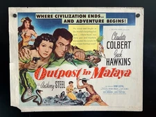 Original 1952 OUTPOST IN MALAYA Half Sheet Poster 22x28 - CLAUDETTE COLBERT