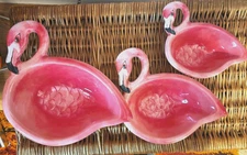 TOMMY BAHAMA Pink Flamingo Melamine set 3 Nesting Serving Bowls
