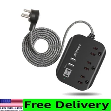 Travel Essential: 5ft Power Strip with USB Ports for Safe & Convenient Charging