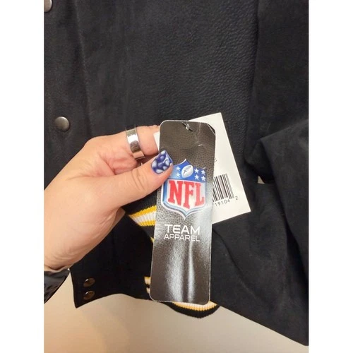 NFL Pittsburgh Steelers Suede Varsity Jacket NWT XL Vintage Style Streetwear image 3