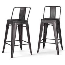 Rayne Industrial Metal 24 inch Counter Height Stool Set of 2 in Gunmetal Grey...