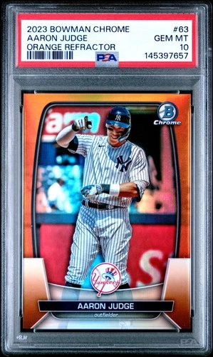 2023 Bowman Chrome #63 Aaron Judge Orange Refractor PSA 10 #/25