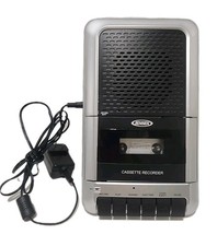 Jensen MCR-100 Portable Cassette Player  Recorder - Silver/Black W/Power Cord