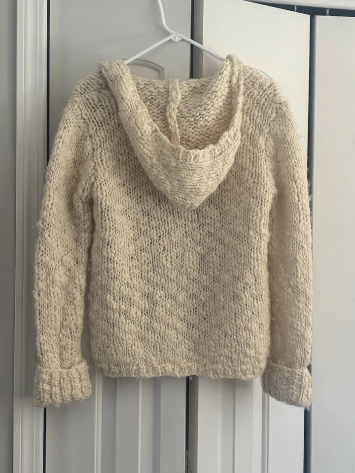 Кардиган женский ручной вязки Deane & White кремовый шерстяной коренастый PS - Изображение 2 из 3