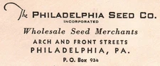 VINTAGE COMPANY CORNER CARD THE PHILADELPHIA SEED CO. PHILADELPHIA PA.