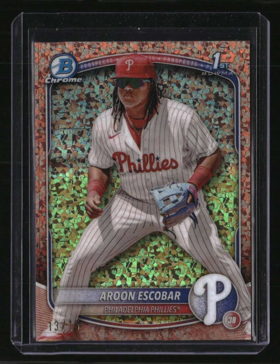 2025 Bowman Aroon Escobar Chrome Prospects Rose Gold Mini Diamond Refractor #/15