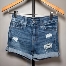 Juniors Hollister Jean Shorts Size 3 Blue Distressed