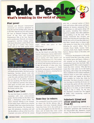 Vtg Print Ad Nintendo Pak Peeks E3 Starcraft N64 Winback Harrier 2000 1998