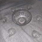 Vintage Anchor Hocking Sandwich Pattern Clear Glass 9”Punch Bowl And 6 Cups