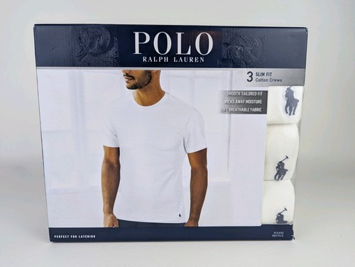 Polo Ralph Lauren Slim Fit Three 3 Pack Crew Neck T Shirt White Men Extra Small