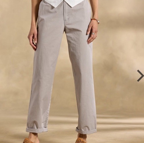NEW Sundance Catalog Chino Cotton JOURNEY Women Pants Straight Leg Alloy Tan 6