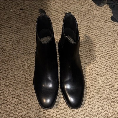 Calvin Klein Franco Fortini Men's Black Leather Chelsea Boots Pull Tab Ankle