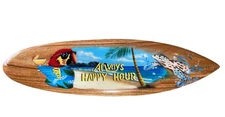 22” ALWAYS HAPPY HOUR PARROT SEA TURTLE SIGN WALL HANGING ART ISLAND HOME DECOR