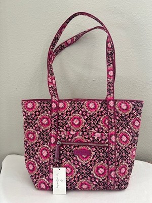 Vera Bradley ICONIC Small VERA TOTE BAG Performance Twill~Raspberry Medallion +