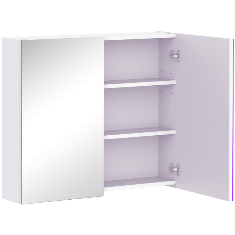 HOMCOM Wall Mounted Bathroom Mirror Storage Cabinet w/ Door Adjustable Shelf