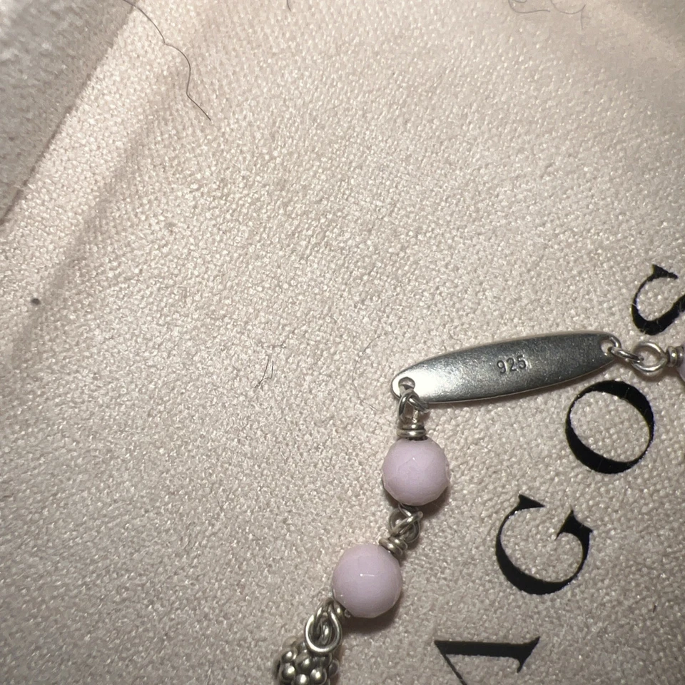 LAGOS Sterling Silver Caviar Pink Ceramic Beaded Bracelet 4mm, 7” Foto 3 de 4