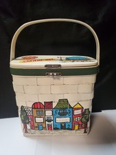Vintage Caro Nan Hand Painted Smart Set Wooden Purse Basket Signed