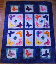 Handmade Lap Quilt 42 x 52 Inches Butterflies Cotton Fabric