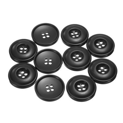 10pcs Sewing Buttons 30mm Resin Round Flat 4-Hole DIY Craft Buttons Black