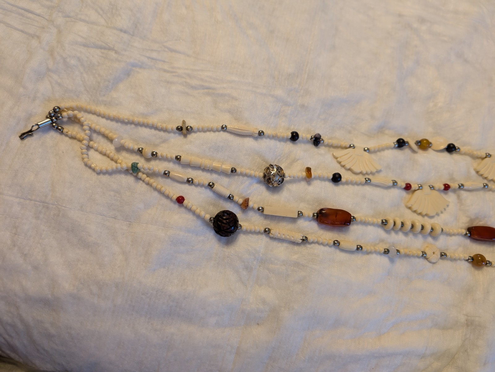 Multicolor Beaded Layered Statement Necklace Wing… - image 8