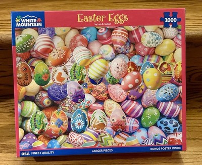 Easter Eggs White Mountain 1000 Pc Jigsaw Puzzle Colorful Bunny Chick Egg