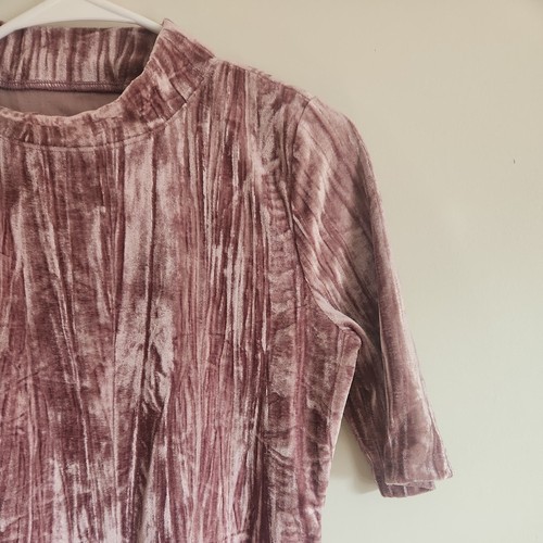 Pilcro Anthropologie Pink Crushed Velvet Velveteen Mock Neck Top Blouse Size S - Picture 2 of 6