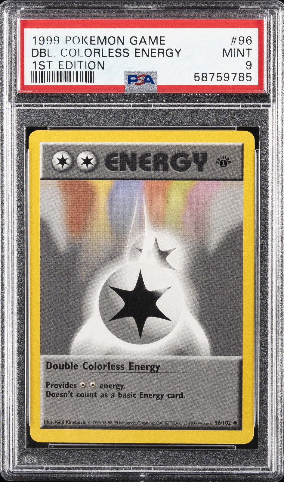 1999 POKEMON BASE SET 1ST EDITION #96 DOUBLE COLORLESS ENERGY PSA 9
