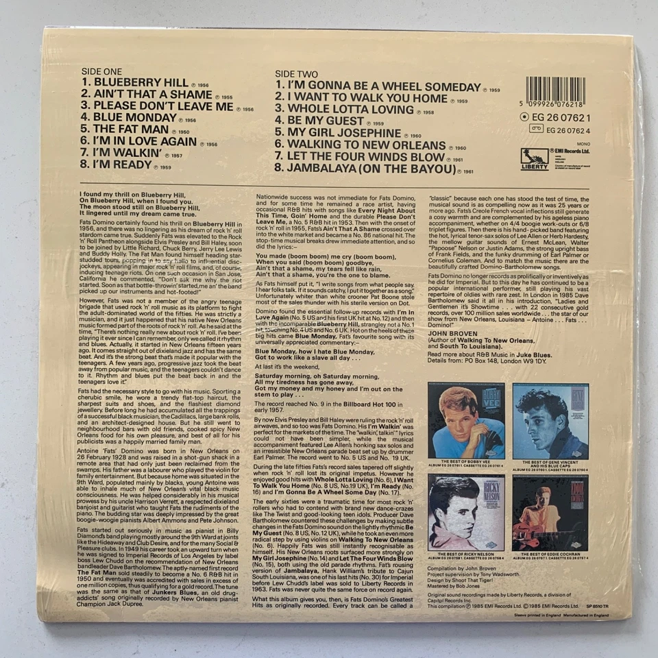 Fats Domino – The Best Of - 1985 MONO Vinyl LP - Near Mint (NM/NM) - EG2607621 - Image 2 of 4