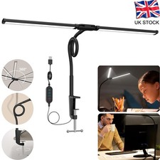 Double Head Adjustable LED Desk Lamp Dimmable Monitor Light Table Reading Lamp