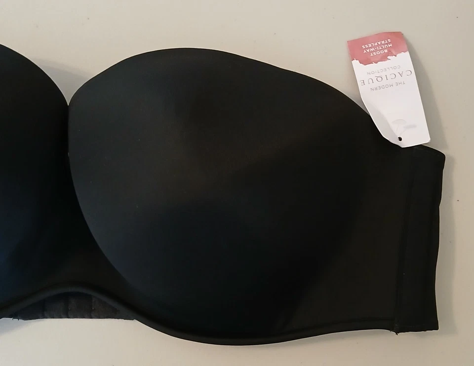 Cacique Bra 44D Boost Strapless Underwire Solid Black NWT No Straps  - Image 4 of 4