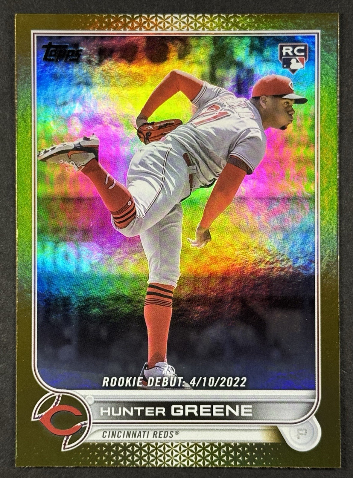Hunter Greene 2022 Topps Update Series - Rookie Debut #US267 Gold Foil (RC) Reds