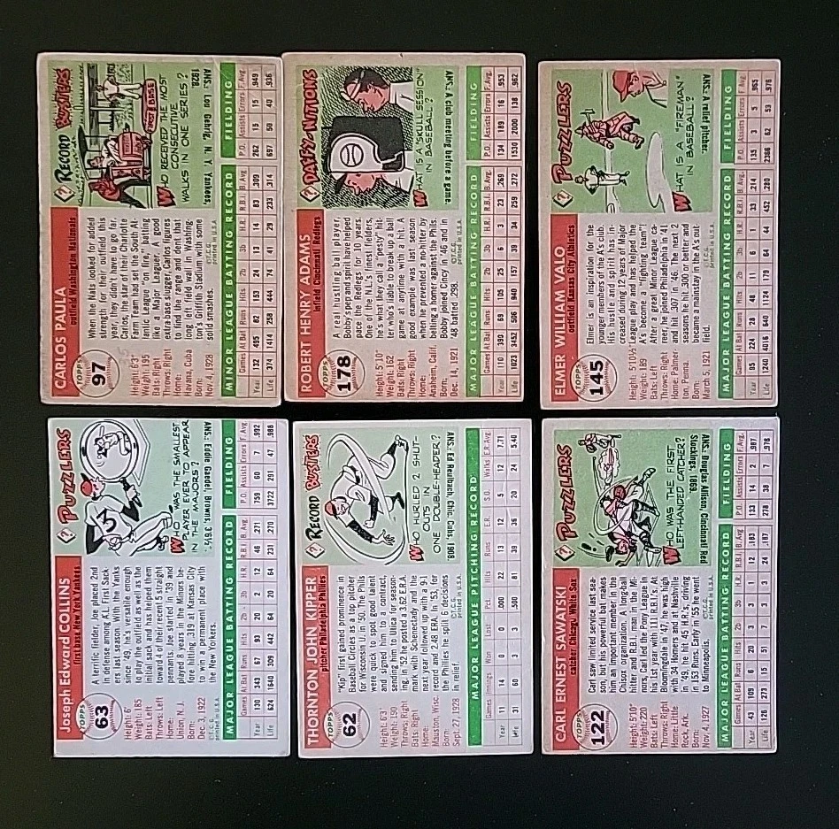 1955 Topps Baseball Lot- 6 Different Cards - W/ Bobby Adams and Elmer Valo - Image 4 of 4