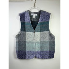 NEW Portraits Northern Isles Turtle Dove Snowflake Wool Blend Sweater Vest Zip M