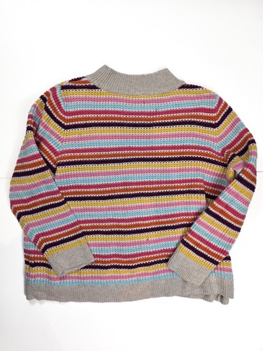 Maglione donna Talbots grigio multicolore a righe maglia grossa finto taglie forti 2X - Foto 2 di 6