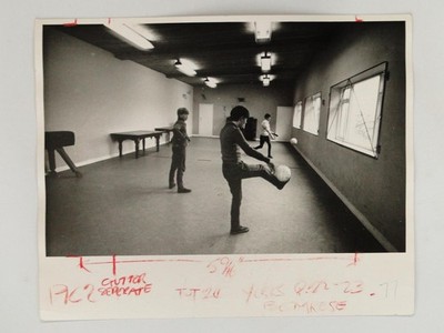 Jungen Hallenfußball Northorpe Hall Haftzentrum Mirfield Yorks 1969 Foto