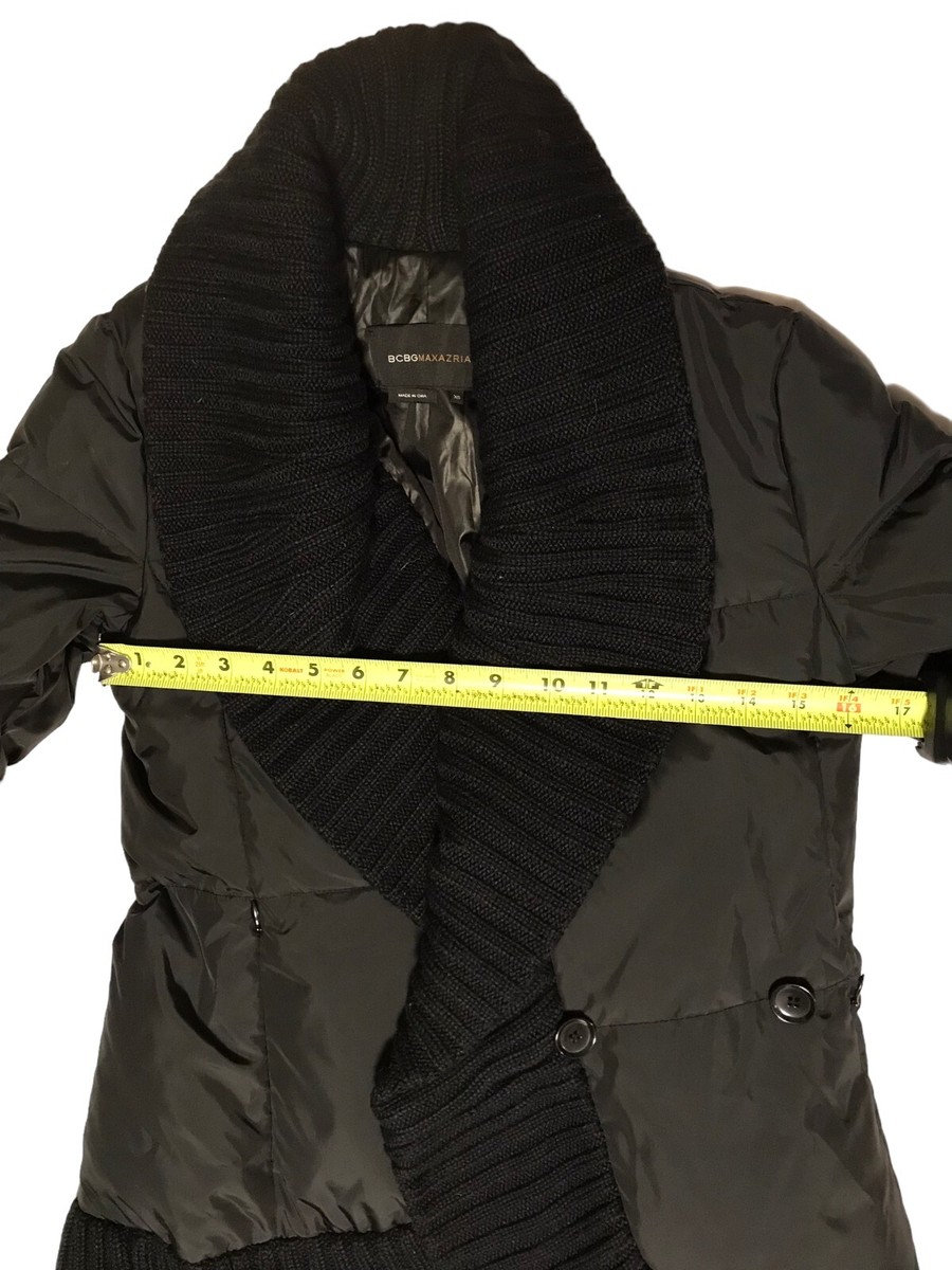 BCBG MaxAzria Black Down Puffy Puffer Coat Jacket XS Sweater