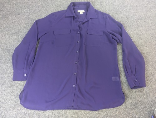 Coldwater Creek Blouse Button Down Long Sleeve Shirt Womens XL 16 Purple - Picture 8 of 9